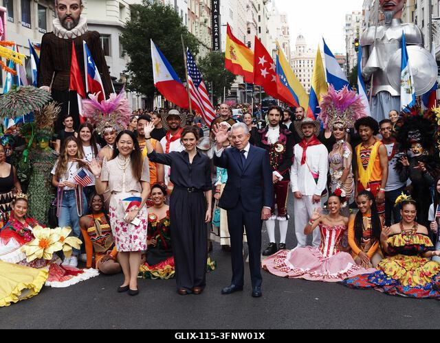 MADRID, SPAIN - October 04: Thousands of dancers paraded along Gran Vía in Madrid to kick off Spain's national festivities with the traditional His...
