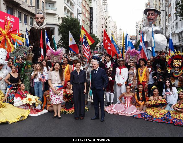 MADRID, SPAIN - October 04: Thousands of dancers paraded along Gran Vía in Madrid to kick off Spain's national festivities with the traditional His...