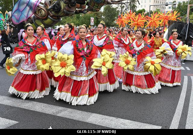 Madrid, Spain. 04th Oct, 2026. Participants in traditional costumes take part in the 2026 Hispanic Day parade on Gran Vía, Madrid. October 4, 2026,...