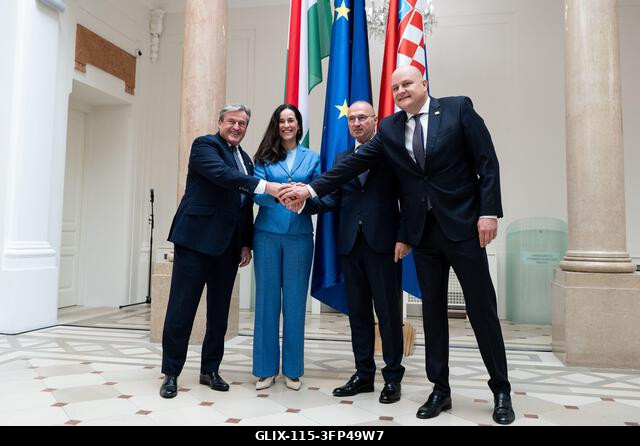 Zagreb, Croatia. 06th Oct, 2026. Croatian Foreign Minister Gordan Grlic Radman and Croatian Minister of Economy Ante Susnjar pose for a photograph...