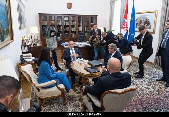Zagreb, Croatia. 06th Oct, 2026. Croatian Foreign Minister Gordan Grlic Radman, Croatian Minister of Economy Ante Susnjar, Hungarian Deputy Prime M...