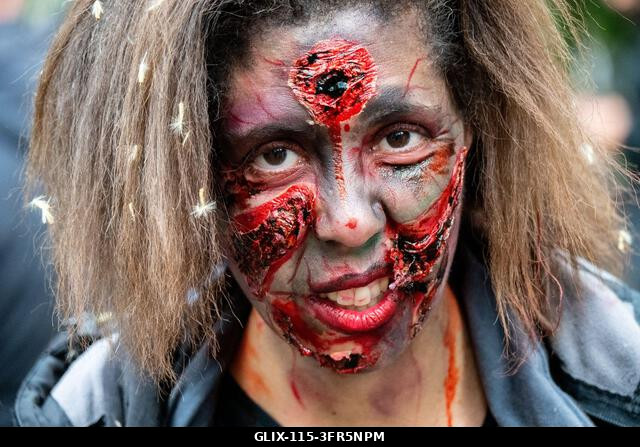 London, Egyesült Királyság. 2026. október 10. Éves zombiséta London belvárosában, a Soho tértől kezdődően, a Zombik Világnapja alkalmából.