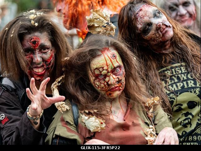 London, Egyesült Királyság. 2026. október 10. Éves zombiséta London belvárosában, a Soho tértől kezdődően, a Zombik Világnapja alkalmából.