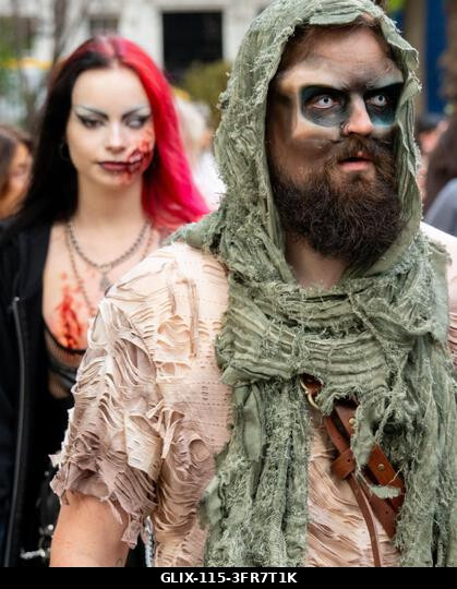 London, Egyesült Királyság. 2026. október 10. Éves zombiséta London belvárosában, a Soho tértől indulva, a Zombik Világnapja alkalmából. Fotó: Phil...